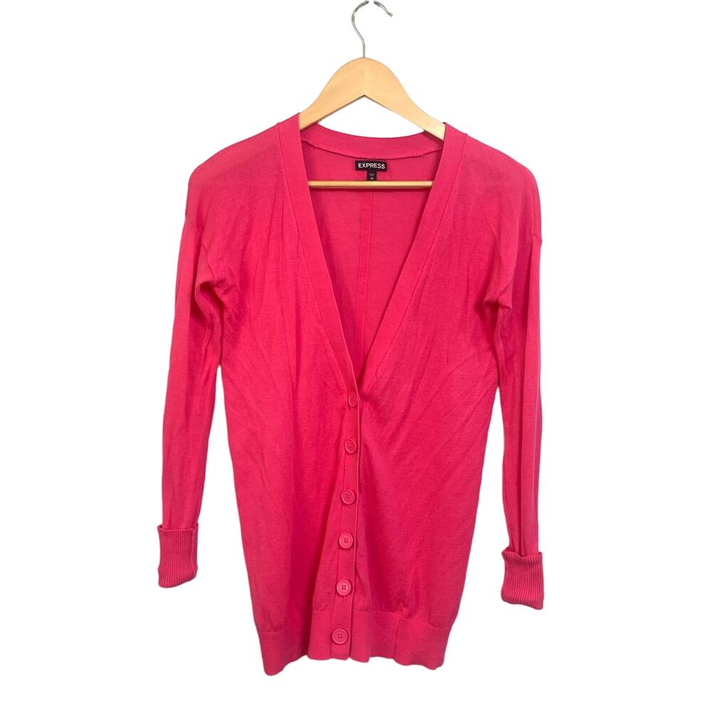 EXPRESS Pink Button Up Long Sleeve Cardigan | XS